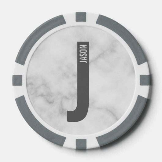 Modernes Personalisiertes Fettmonogramm und Name Pokerchips (Vorderseite)
