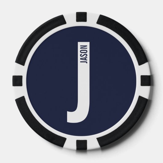 Modernes Personalisiertes Fettmonogramm und Name Pokerchips (Vorderseite)
