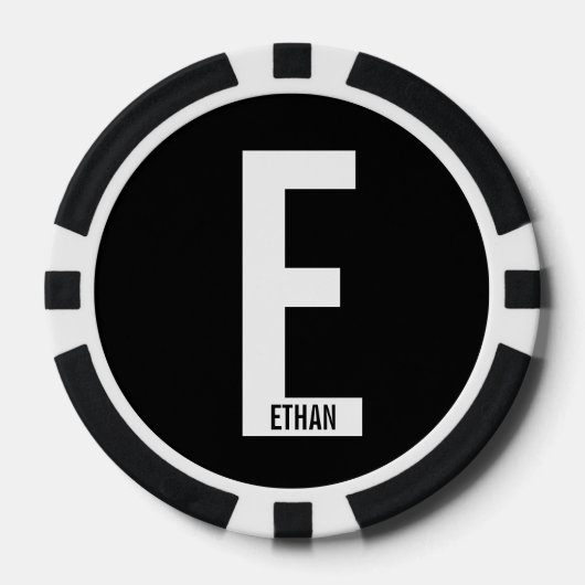 Modernes Personalisiertes Fettmonogramm und Name Pokerchips (Vorderseite)