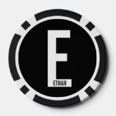 Modernes Personalisiertes Fettmonogramm und Name Pokerchips (Rückseite)