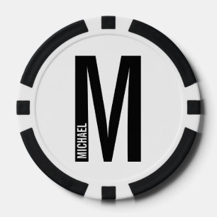 Modernes Personalisiertes Fettmonogramm und Name Pokerchips