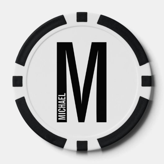 Modernes Personalisiertes Fettmonogramm und Name Pokerchips (Vorderseite)