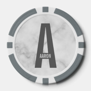 Modernes Personalisiertes Fettmonogramm und Name Pokerchips