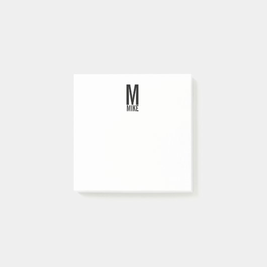Modernes Personalisiertes Fettmonogramm und Name Post-it Klebezettel (Vorderseite)