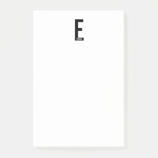 Modernes Personalisiertes Fettmonogramm und Name Post-it Klebezettel (Vorderseite)