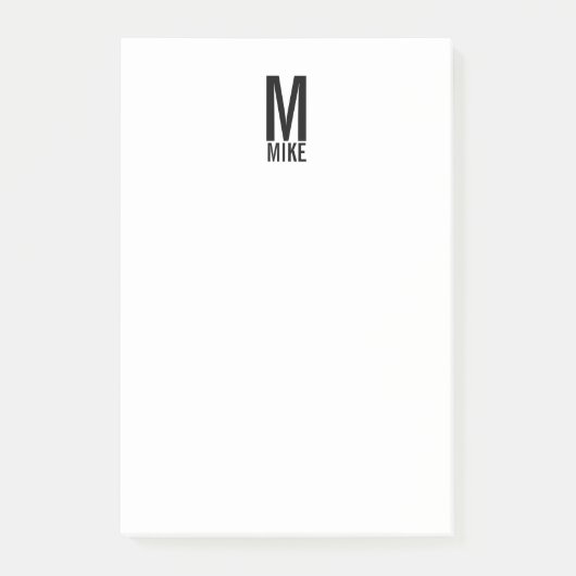 Modernes Personalisiertes Fettmonogramm und Name Post-it Klebezettel (Vorderseite)
