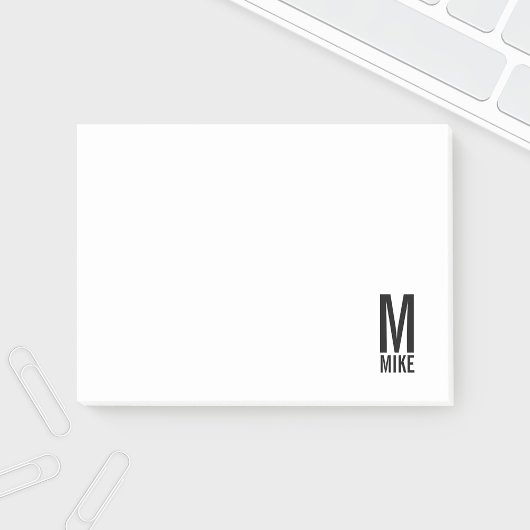 Modernes Personalisiertes Fettmonogramm und Name Post-it Klebezettel
