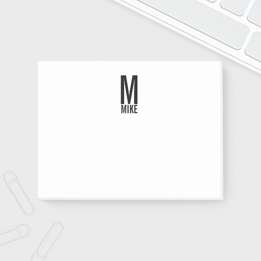 Modernes Personalisiertes Fettmonogramm und Name Post-it Klebezettel