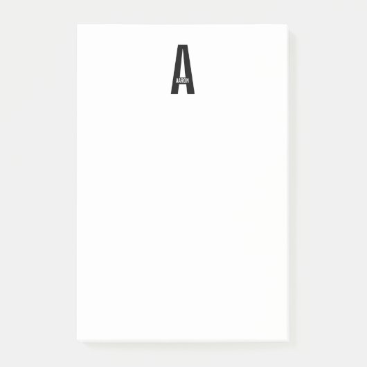 Modernes Personalisiertes Fettmonogramm und Name Post-it Klebezettel (Vorderseite)