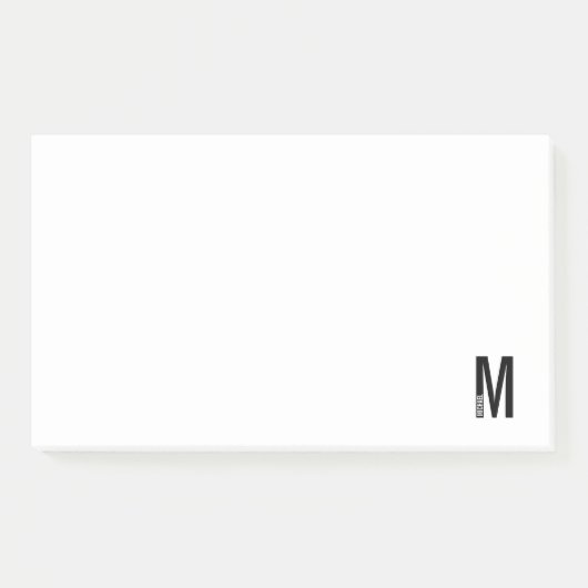 Modernes Personalisiertes Fettmonogramm und Name Post-it Klebezettel (Vorderseite)