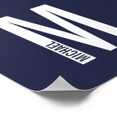 Modernes Personalisiertes Fettmonogramm und Name Poster (Ecke)