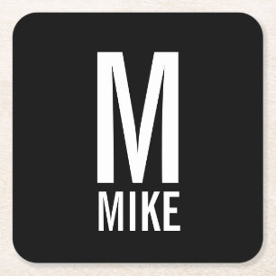 Modernes Personalisiertes Fettmonogramm und Name Rechteckiger Pappuntersetzer