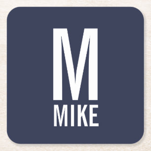 Modernes Personalisiertes Fettmonogramm und Name Rechteckiger Pappuntersetzer