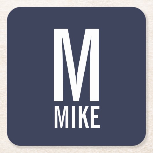 Modernes Personalisiertes Fettmonogramm und Name Rechteckiger Pappuntersetzer (Vorderseite)