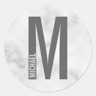 Modernes Personalisiertes Fettmonogramm und Name Runder Aufkleber