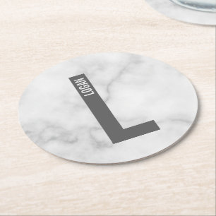 Modernes Personalisiertes Fettmonogramm und Name Runder Pappuntersetzer