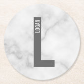 Modernes Personalisiertes Fettmonogramm und Name Runder Pappuntersetzer (Vorderseite)