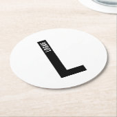 Modernes Personalisiertes Fettmonogramm und Name Runder Pappuntersetzer (Angewinkelt)