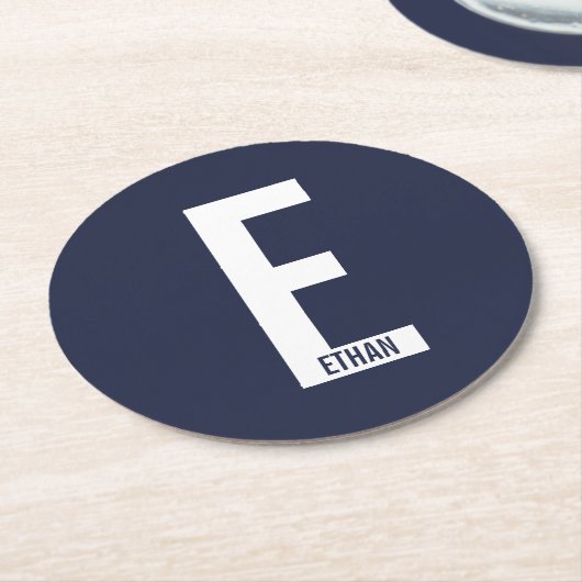 Modernes Personalisiertes Fettmonogramm und Name Runder Pappuntersetzer (Angewinkelt)