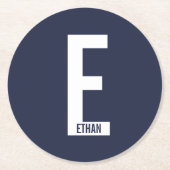 Modernes Personalisiertes Fettmonogramm und Name Runder Pappuntersetzer (Vorderseite)