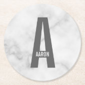 Modernes Personalisiertes Fettmonogramm und Name Runder Pappuntersetzer (Vorderseite)