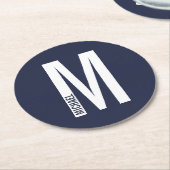 Modernes Personalisiertes Fettmonogramm und Name Runder Pappuntersetzer (Angewinkelt)