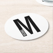 Modernes Personalisiertes Fettmonogramm und Name Runder Pappuntersetzer (Angewinkelt)