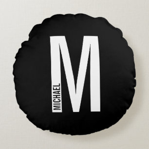 Modernes Personalisiertes Fettmonogramm und Name Rundes Kissen