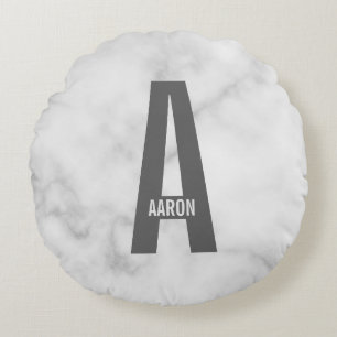 Modernes Personalisiertes Fettmonogramm und Name Rundes Kissen