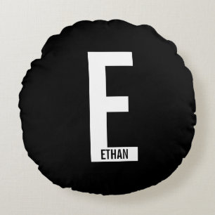 Modernes Personalisiertes Fettmonogramm und Name Rundes Kissen