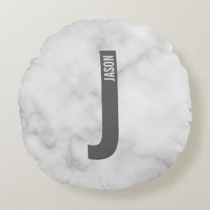 Modernes Personalisiertes Fettmonogramm und Name Rundes Kissen
