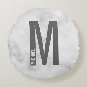 Modernes Personalisiertes Fettmonogramm und Name Rundes Kissen