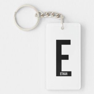 Modernes Personalisiertes Fettmonogramm und Name Schlüsselanhänger