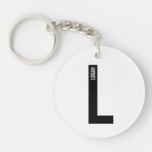 Modernes Personalisiertes Fettmonogramm und Name Schlüsselanhänger