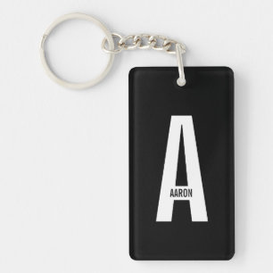 Modernes Personalisiertes Fettmonogramm und Name Schlüsselanhänger