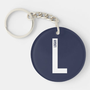 Modernes Personalisiertes Fettmonogramm und Name Schlüsselanhänger