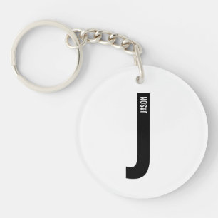 Modernes Personalisiertes Fettmonogramm und Name Schlüsselanhänger