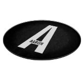 Modernes Personalisiertes Fettmonogramm und Name Schneidebrett (Ecke)