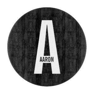 Modernes Personalisiertes Fettmonogramm und Name Schneidebrett