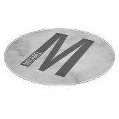 Modernes Personalisiertes Fettmonogramm und Name Schneidebrett (Ecke)