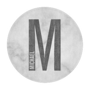 Modernes Personalisiertes Fettmonogramm und Name Schneidebrett