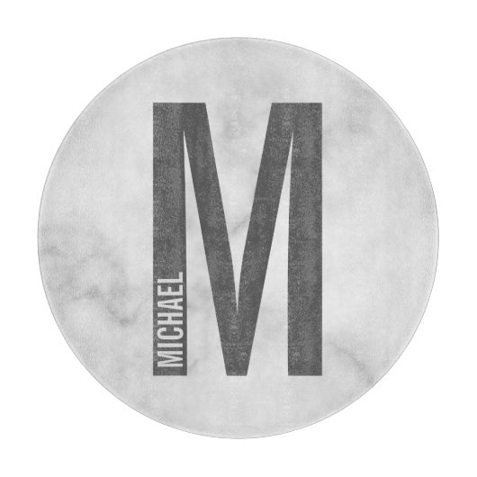 Modernes Personalisiertes Fettmonogramm und Name Schneidebrett (Vorderseite)