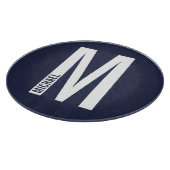 Modernes Personalisiertes Fettmonogramm und Name Schneidebrett (Ecke)