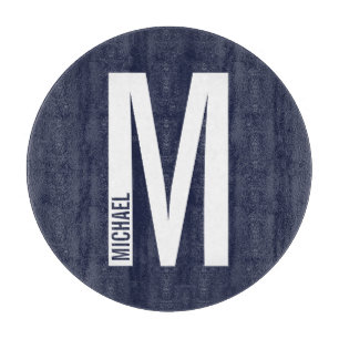 Modernes Personalisiertes Fettmonogramm und Name Schneidebrett