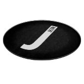 Modernes Personalisiertes Fettmonogramm und Name Schneidebrett (Ecke)