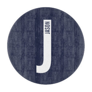 Modernes Personalisiertes Fettmonogramm und Name Schneidebrett