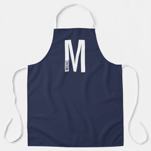 Modernes Personalisiertes Fettmonogramm und Name Schürze (Vorderseite)