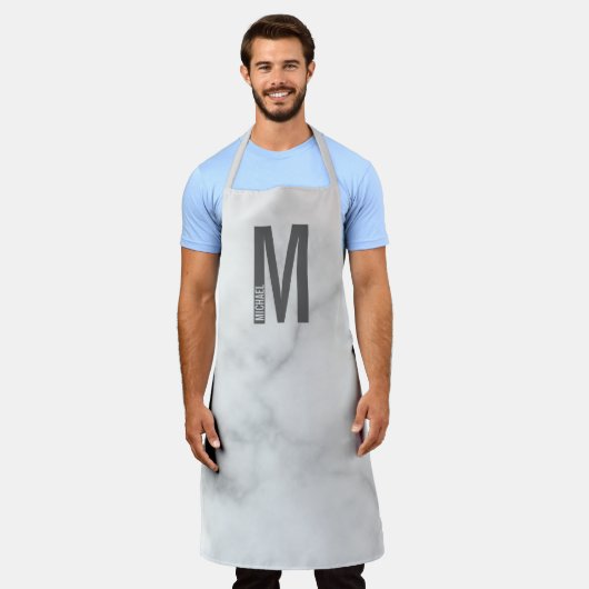 Modernes Personalisiertes Fettmonogramm und Name Schürze (Getragen)