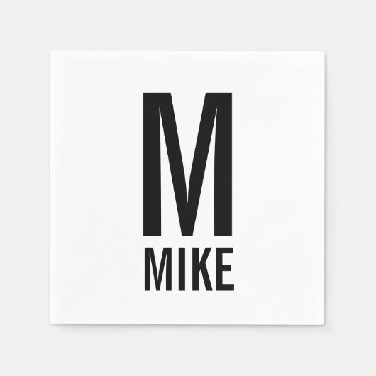 Modernes Personalisiertes Fettmonogramm und Name Serviette (Vorderseite)