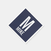 Modernes Personalisiertes Fettmonogramm und Name Serviette (Ecke)